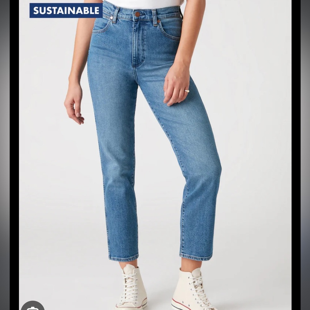 Irregular dye wrangler straight crop jeans